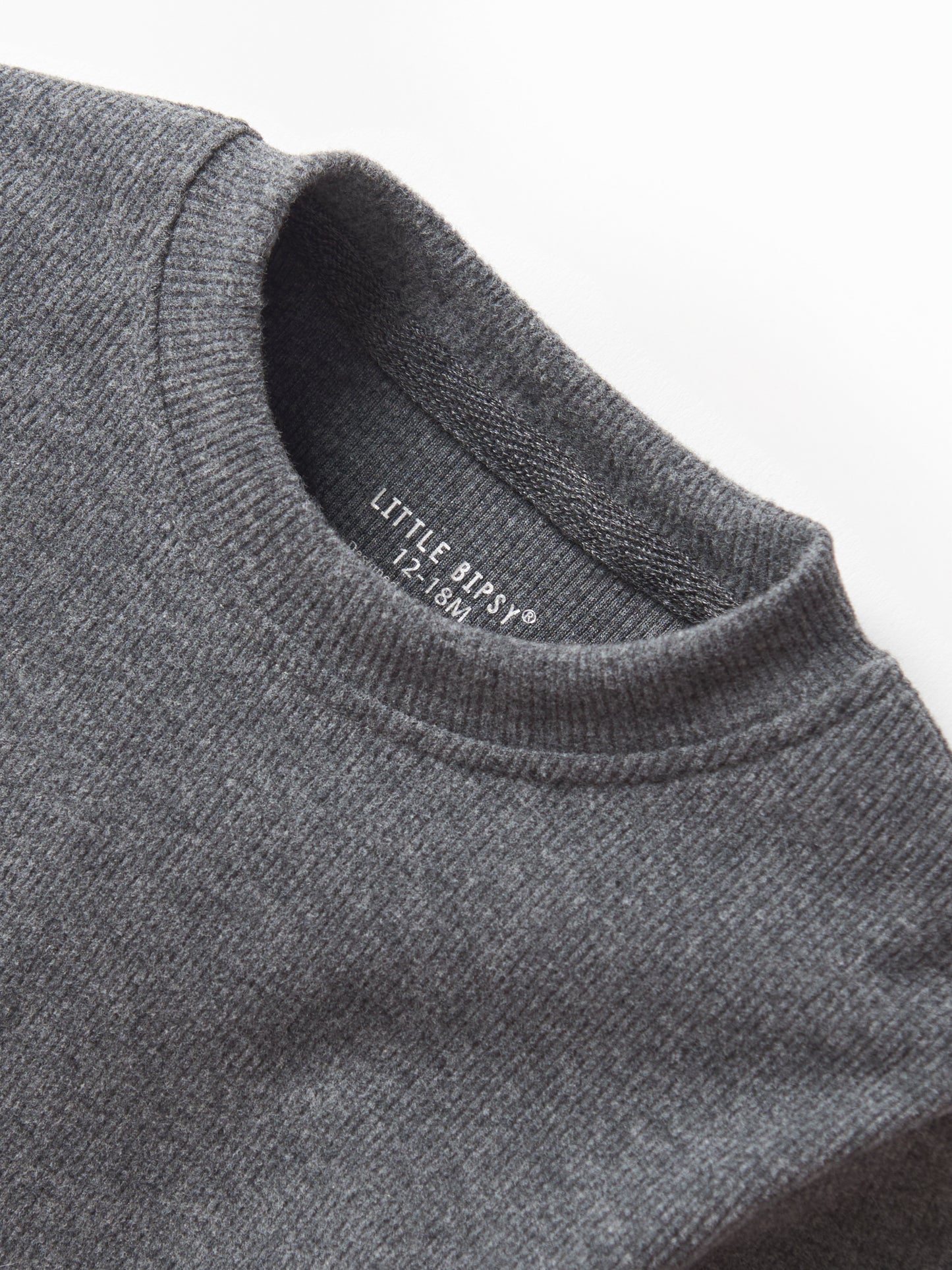 Little Bipsy Long Sleeve Ribbed Tee || Charcoal