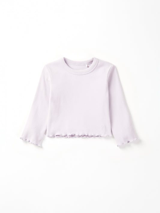 Little Bipsy Ribbed Lettuce Hem Long Sleeve Tee || Lilac