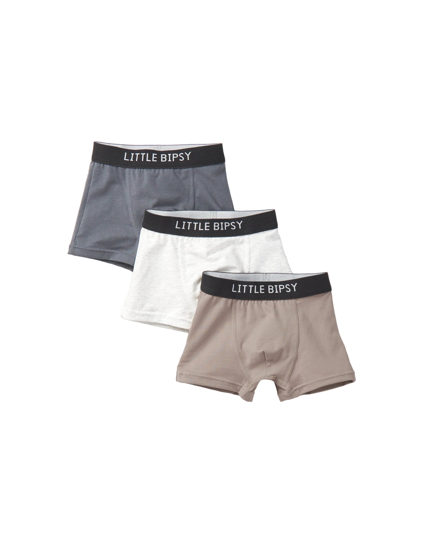 Little Bipsy Boxer Brief 3-Pack || Smoke, Light Heater Grey, Mushroom