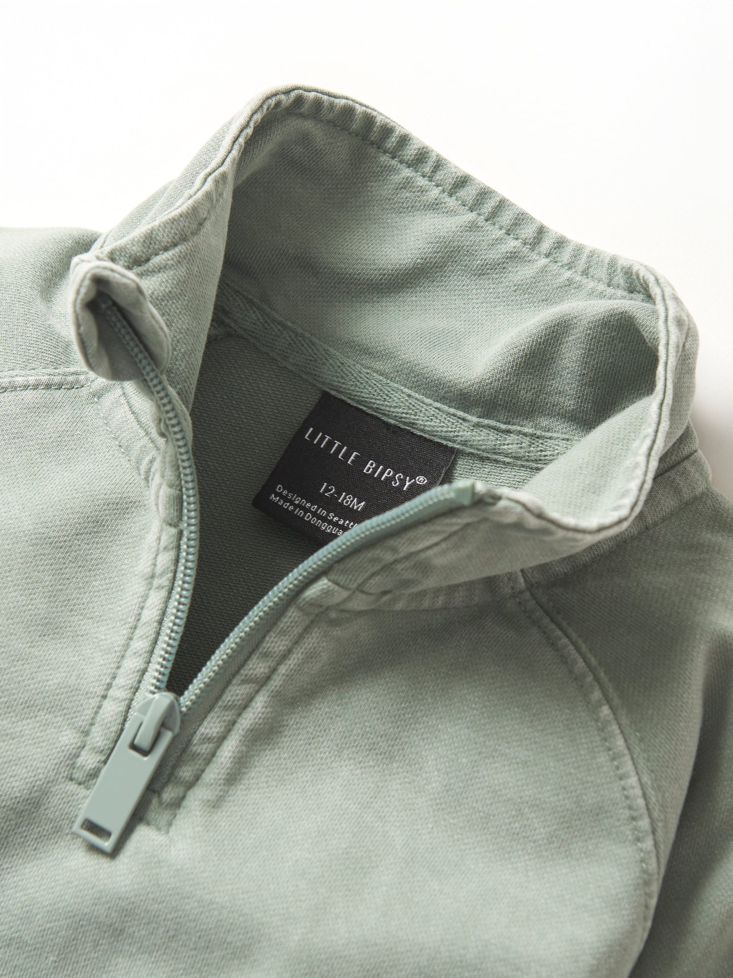 Little Bipsy Quarter Zip Pullover || Basil