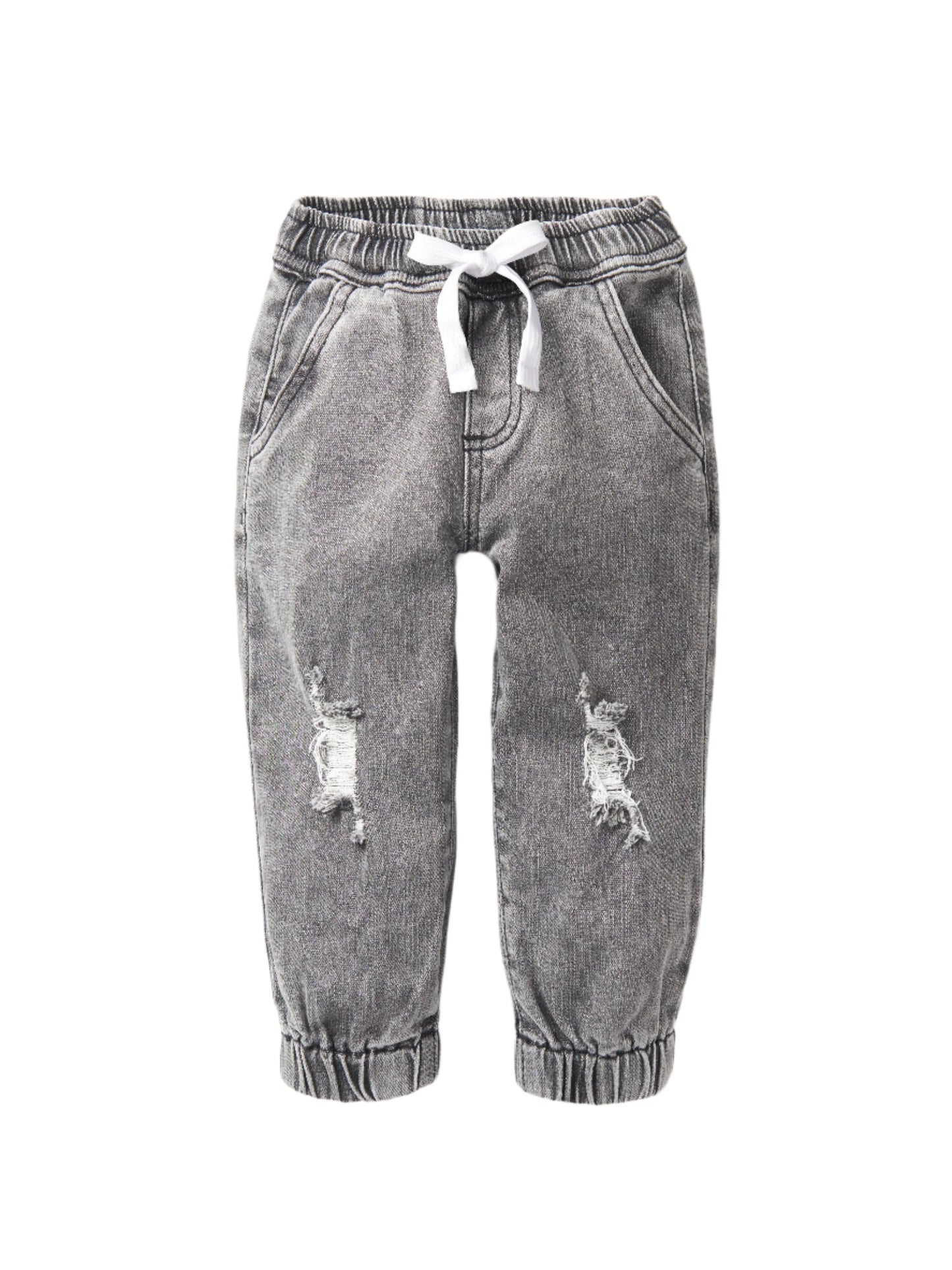 Little Bipsy Relaxed Distressed Denim Jogger || Grey