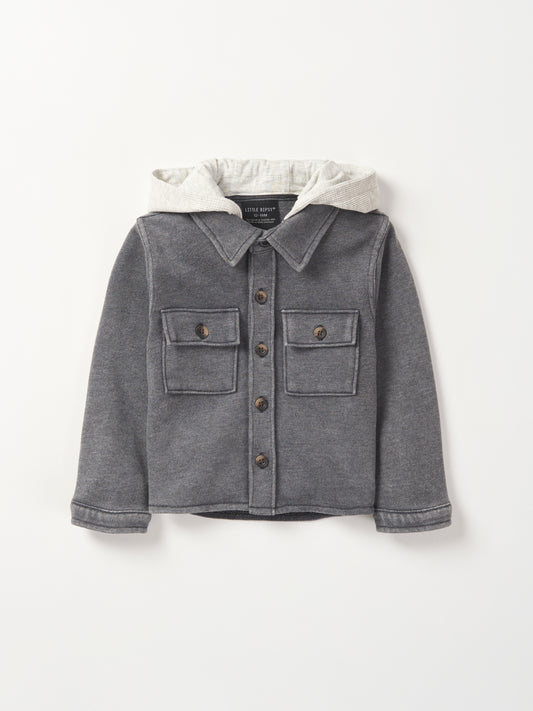 Little Bipsy Lightweight Hooded Shacket || Charcoal Wash