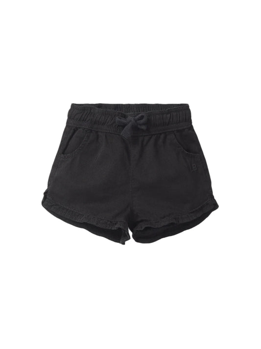 Little Bipsy Ruffle Cotton Twill Shorts || Black