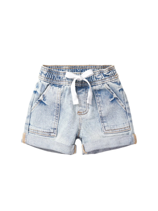 Little Bipsy Rolled Denim Shorts || Light Wash