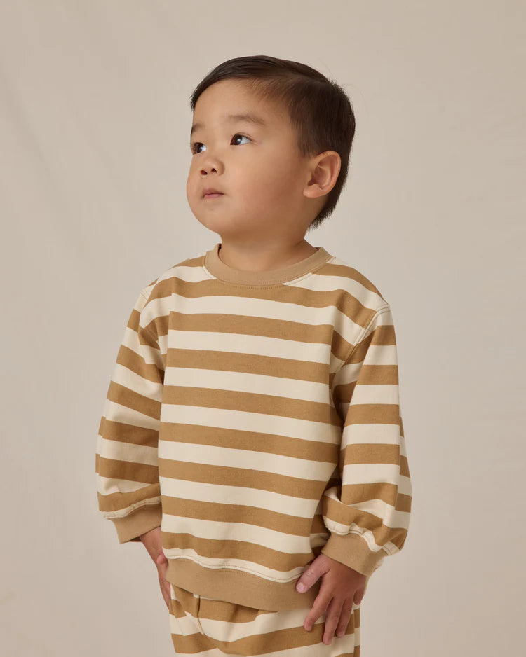Quincy Mae Oversized Crew Sweatshirt || Gold Stripe