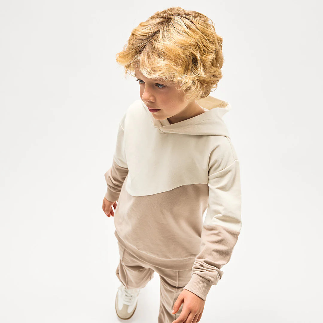 Miles the Label Hooded Sweatshirt || Birch and Taupe
