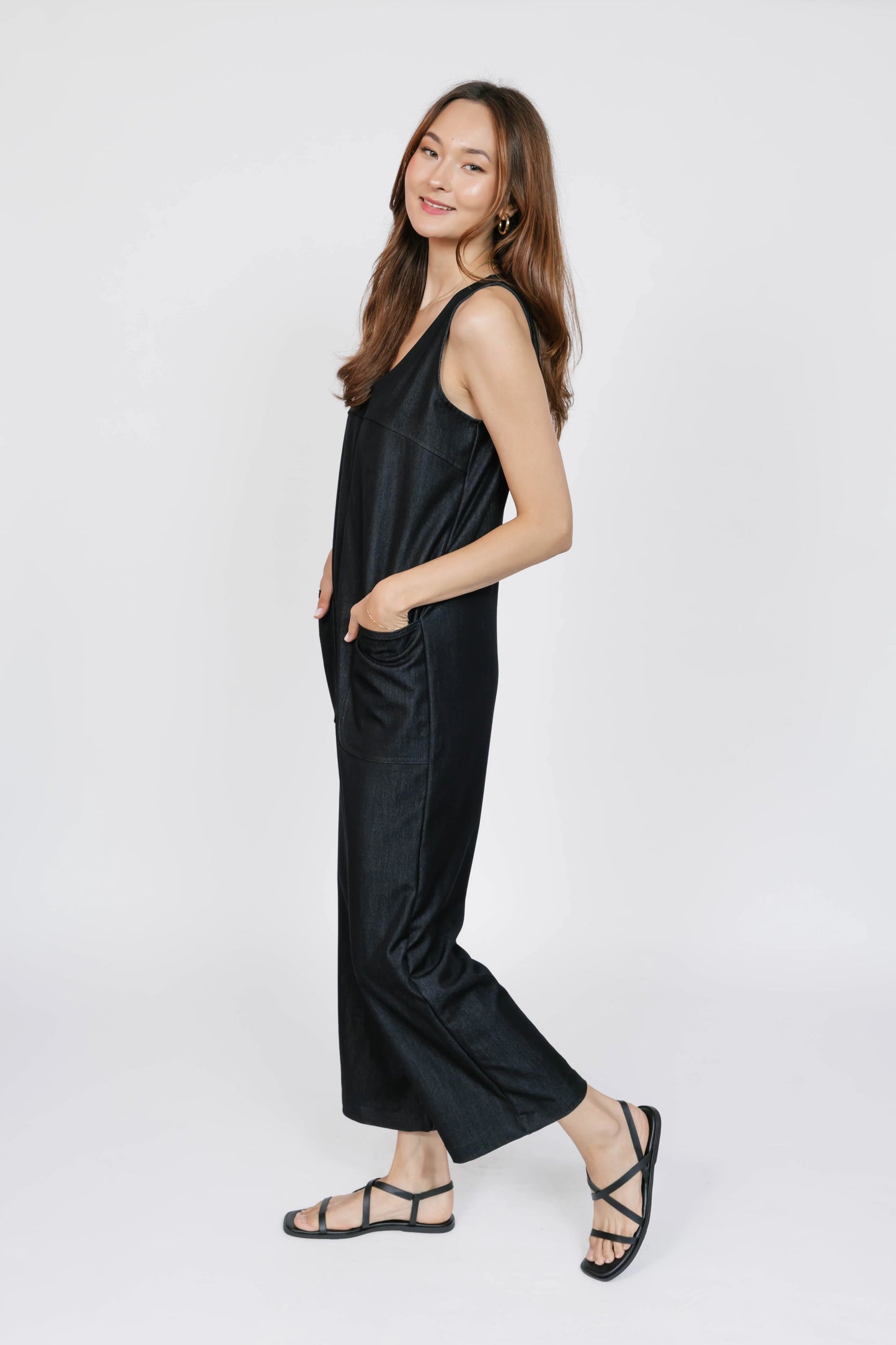 Smash + Tess Melani Denim Romper || Black Denim