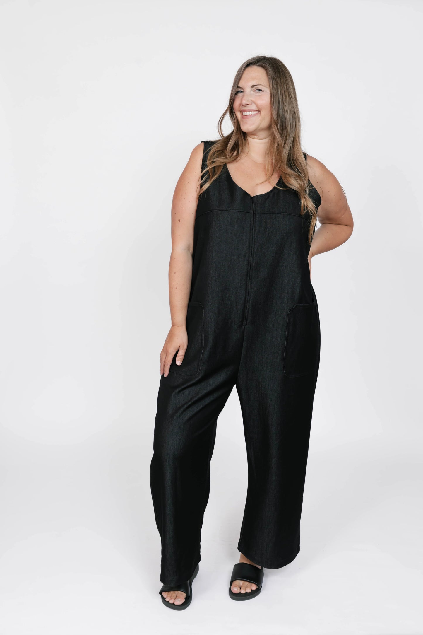 Smash + Tess Melani Denim Romper || Black Denim