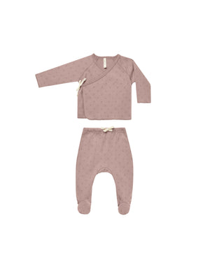 wrap top + footed pant set || dotty