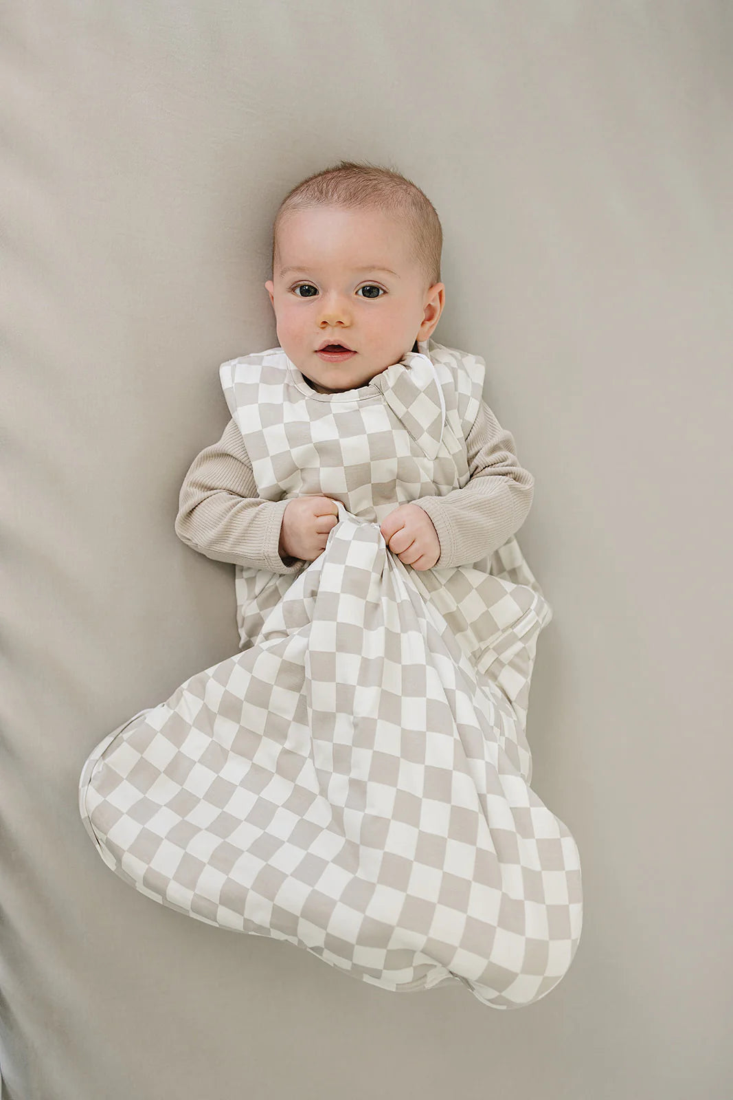 Mebie Baby Bamboo Sleep Sack || Taupe Checkered