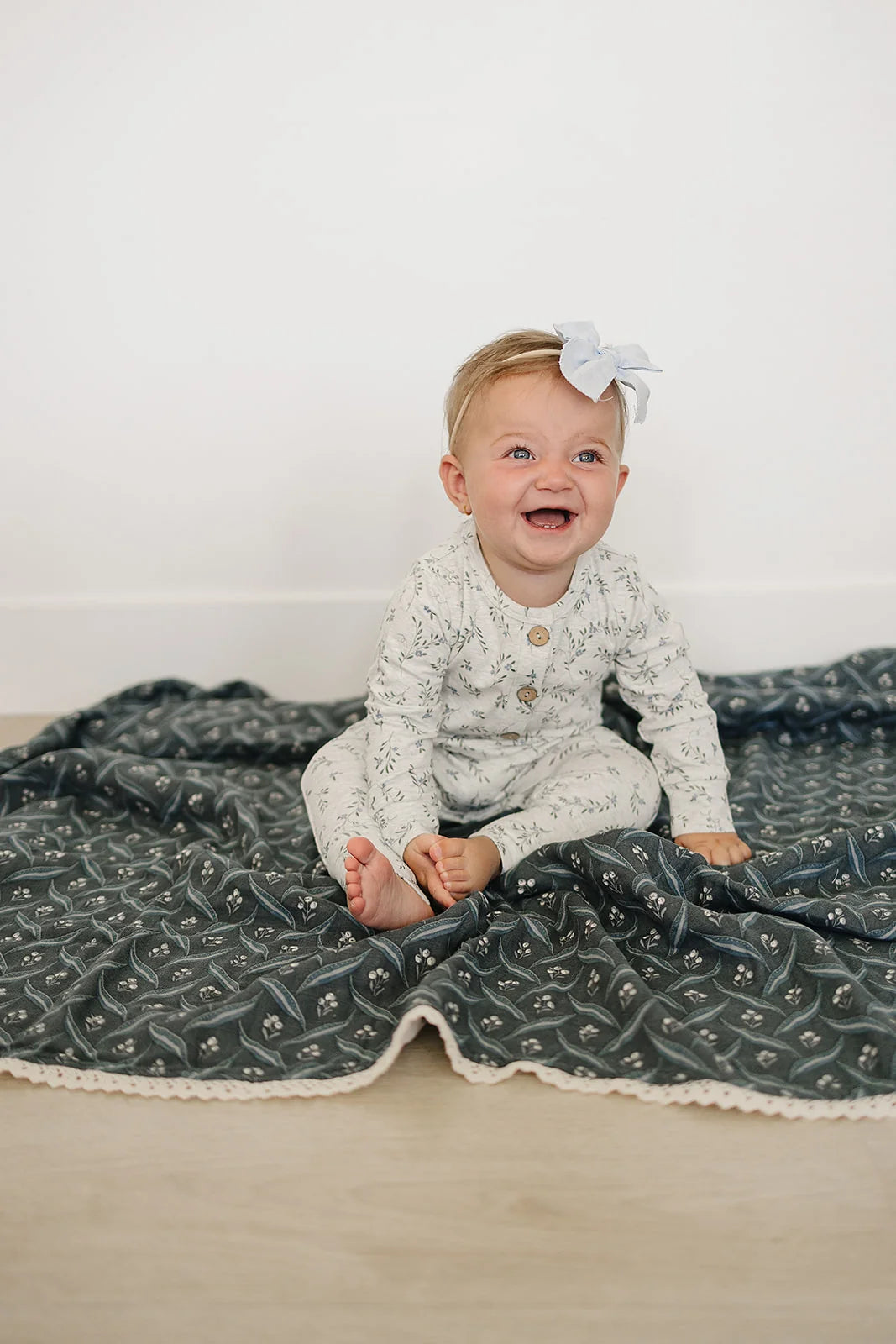 Mebie Baby Blue Vine Romper
