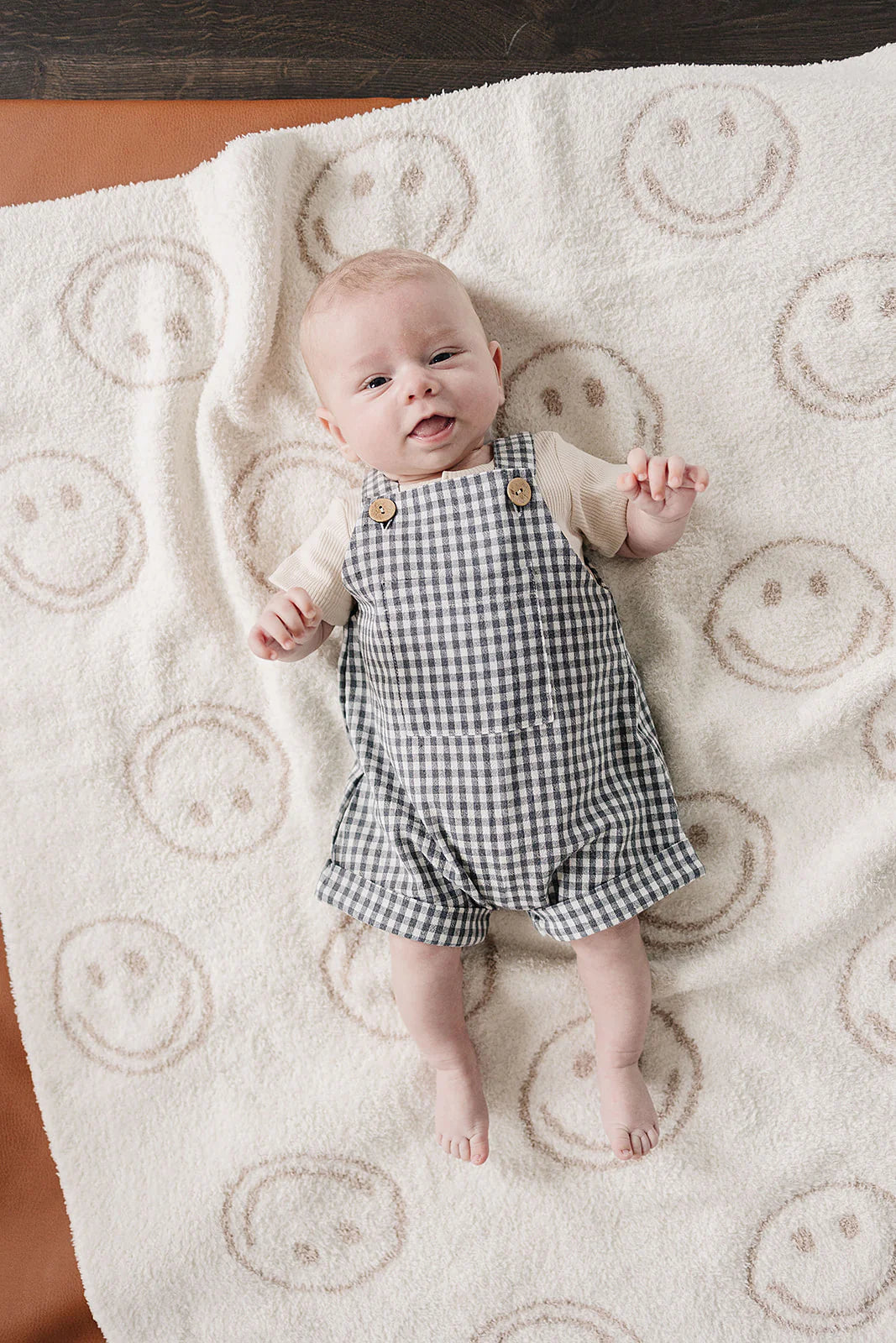 Mebie Baby Gingham Short Linen Overalls