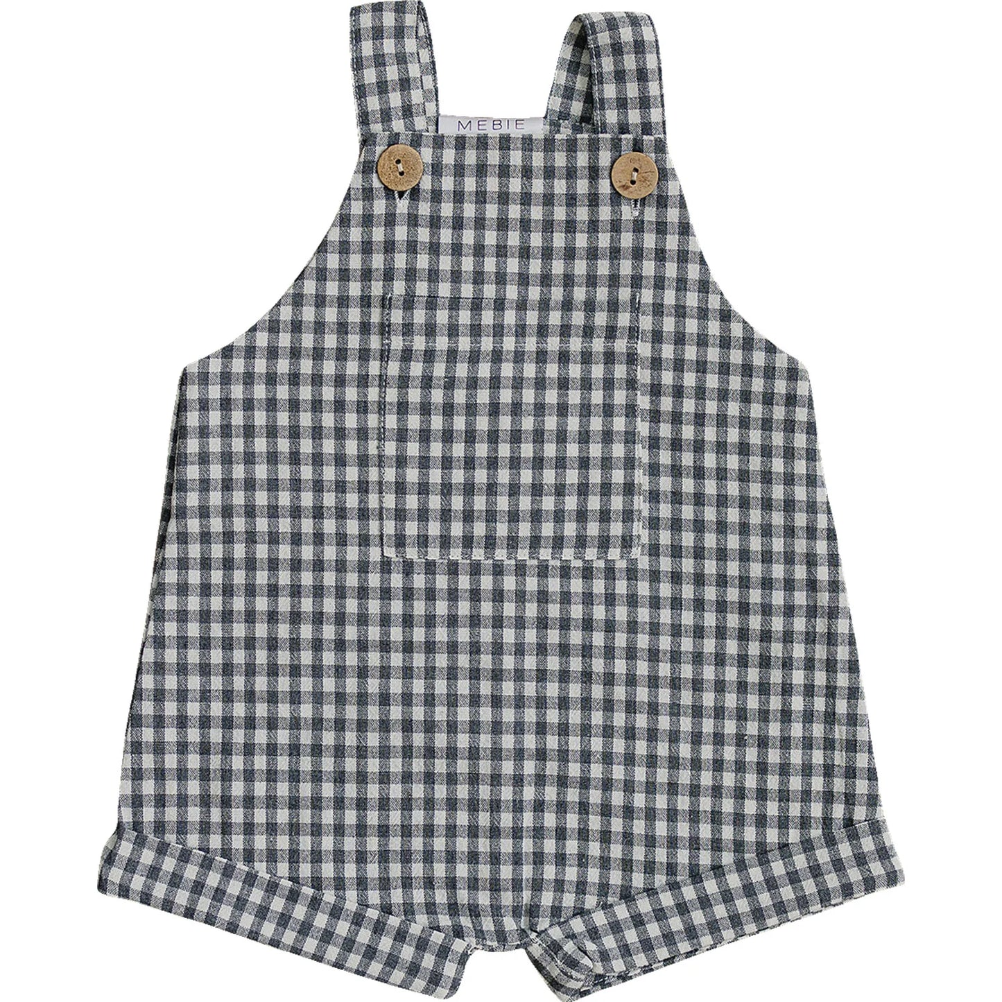 Mebie Baby Gingham Short Linen Overalls