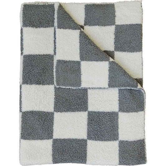 Mebie Baby Plush Baby Blanket || Charcoal Check