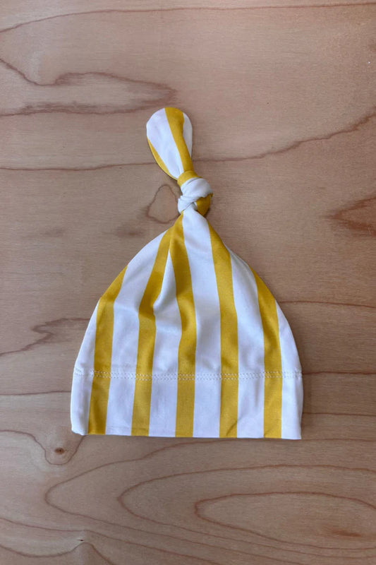 Bambi & Birdie Knotted Hat || Yellow Stripe