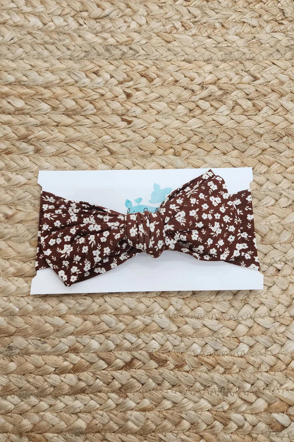 Bambi & Birdie Bow Headband || Brown Floral