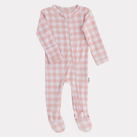 Pip + Phee Bamboo Footie || Pink Gingham