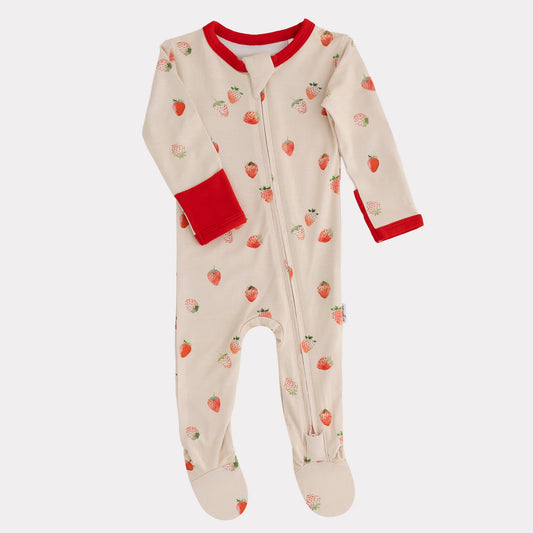 Pip + Phee Bamboo Footie || Strawberries
