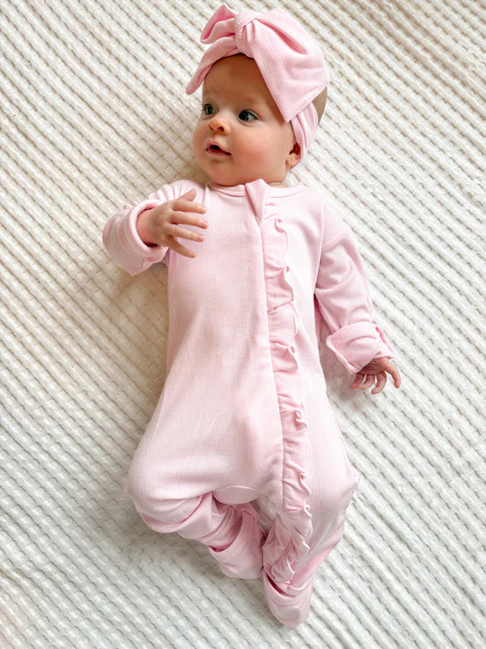 Bambi & Birdie ZIpper Footie || Pink