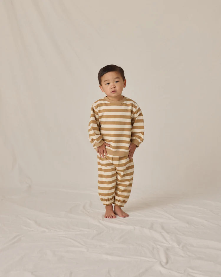 Quincy Mae Oversized Crew Sweatshirt || Gold Stripe