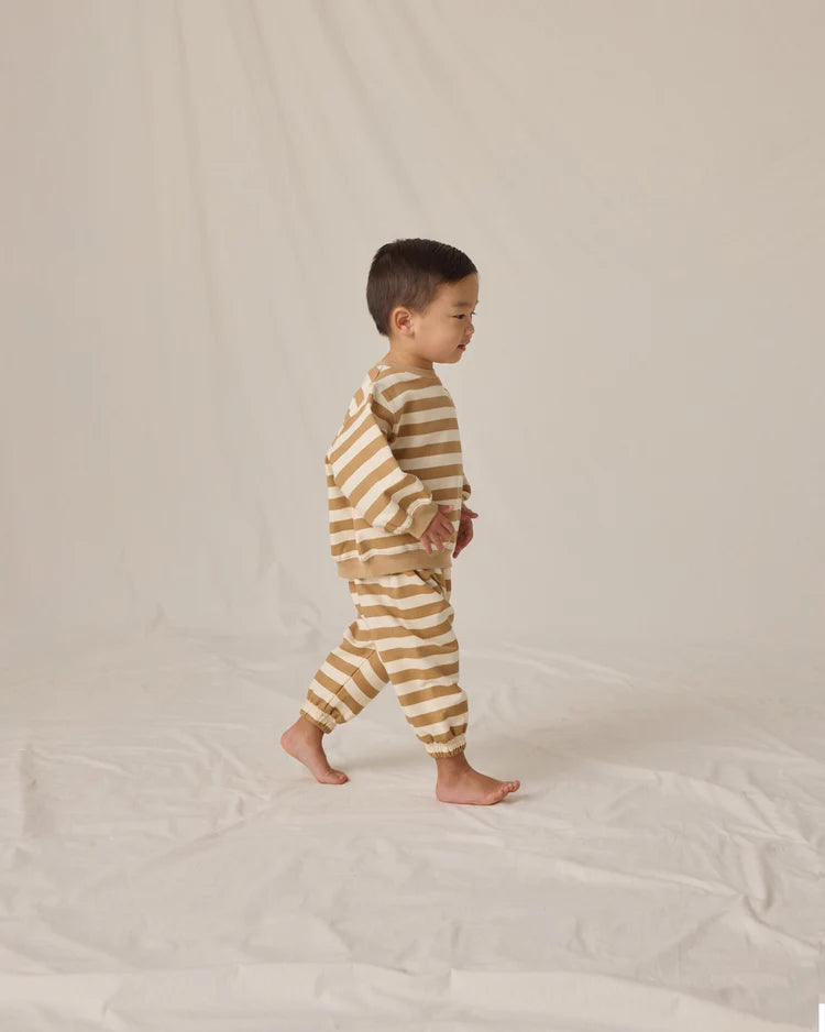 Quincy Mae Oversized Crew Sweatshirt || Gold Stripe
