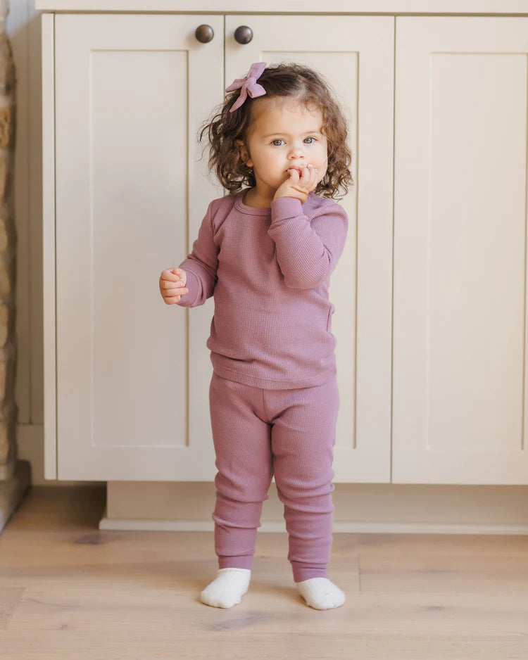 Quincy Mae Waffle Top + Pant Set || Mulberry