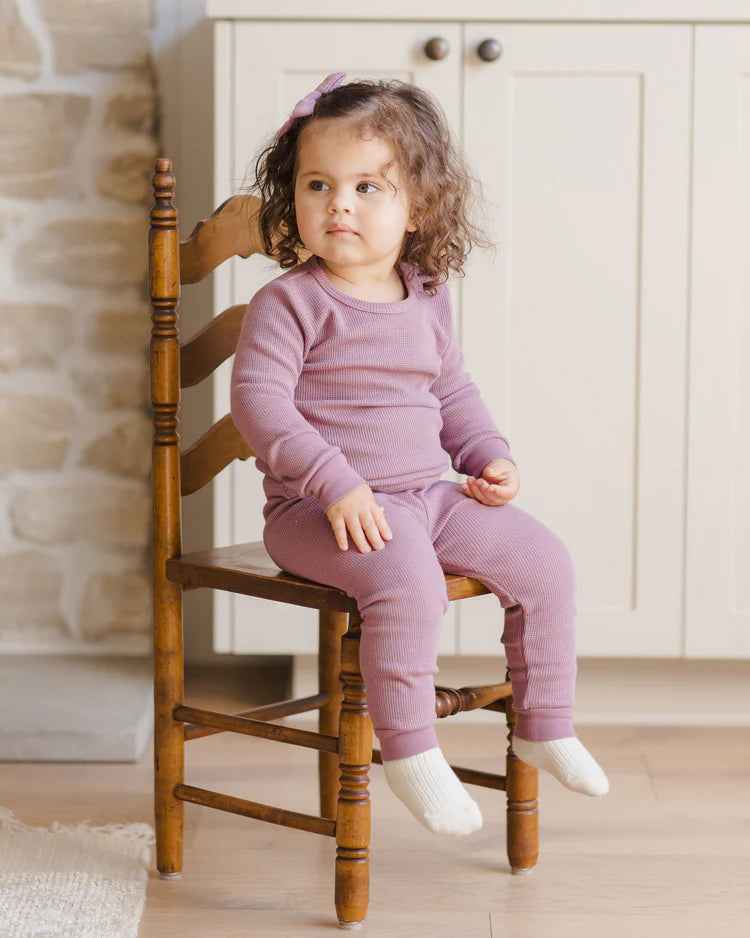 Quincy Mae Waffle Top + Pant Set || Mulberry