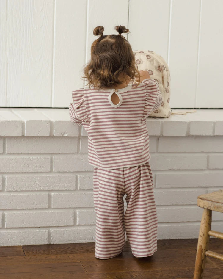 Quincy Mae Ruffled Cozy Set || Mulberry Stripe