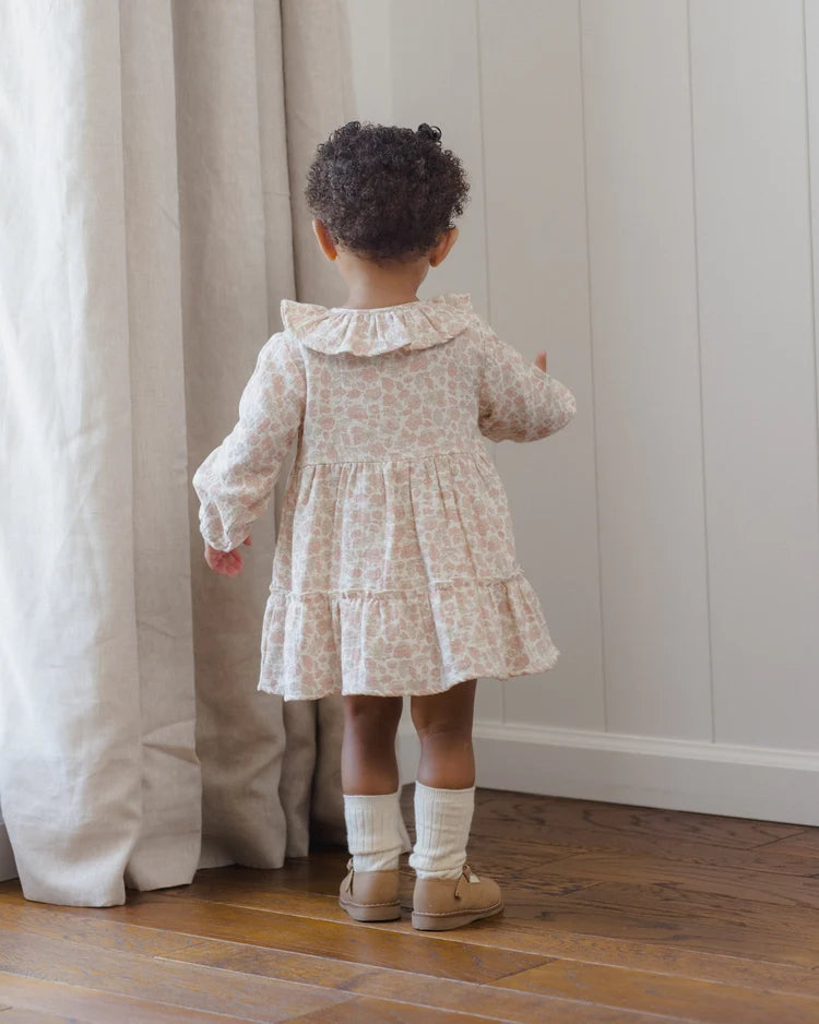 Quincy Mae Ruffle Collar Button Dress || Pink Blossom