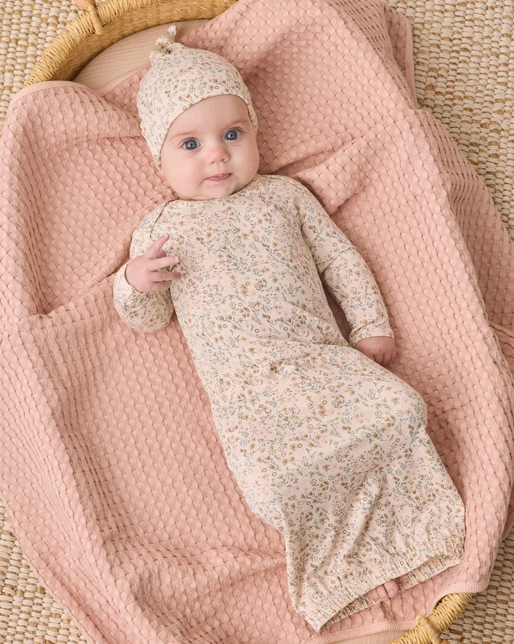 Quincy Mae Bamboo Baby Gown + Hat Set || Bloom
