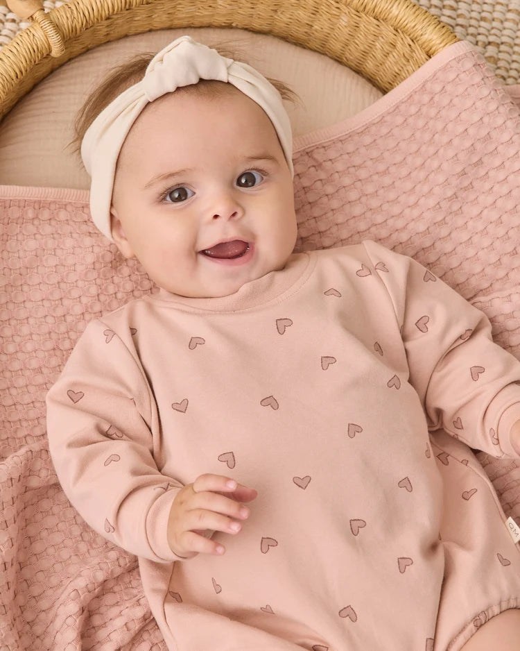 Quincy Mae Crewneck Bubble Romper || Hearts