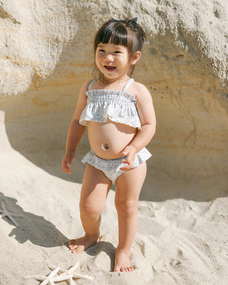 Quincy Mae Smocked Ruffle Bikini || Blue Blossom