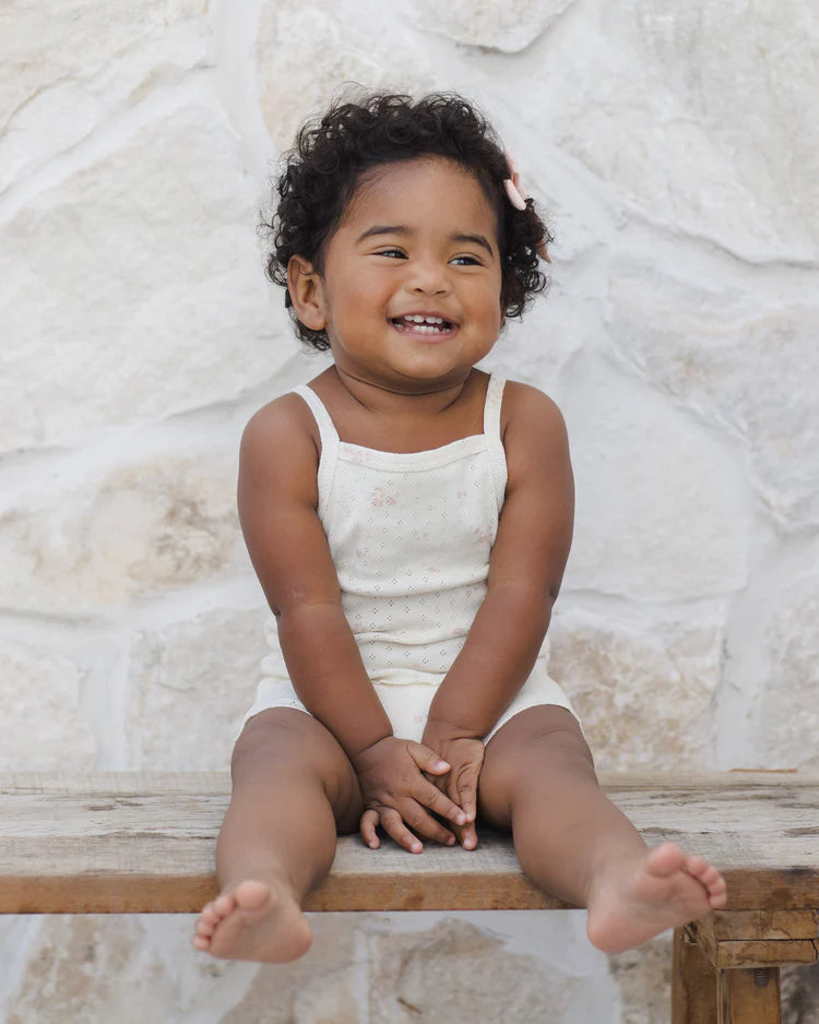 Quincy Mae Pointelle Tank + Shortie Set || Pink Ditsy
