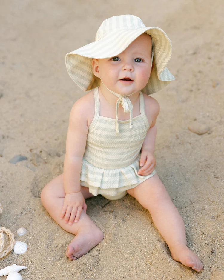 Quincy Mae Ruffled One-Piece Swimsuit || Mint Stripe