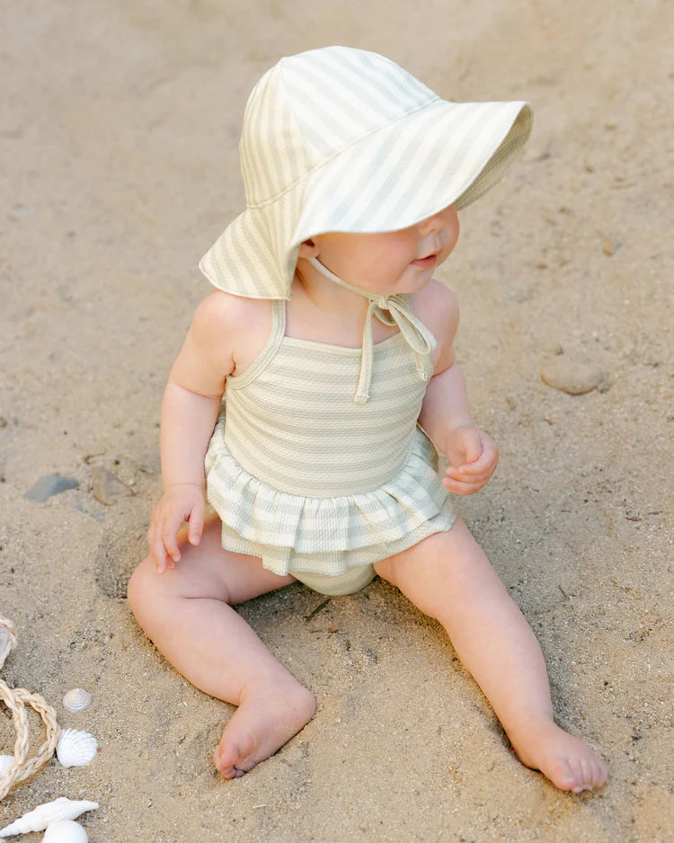 Quincy Mae Ruffled One-Piece Swimsuit || Mint Stripe