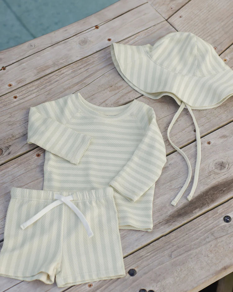 Quincy Mae Finn Rashguard + Short Set || Mint Stripe