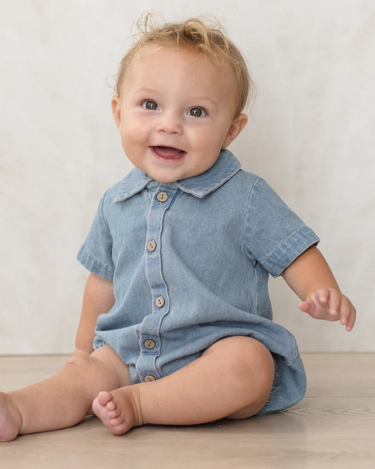 Quincy Mae Matteo Romper || Lightweight Denim