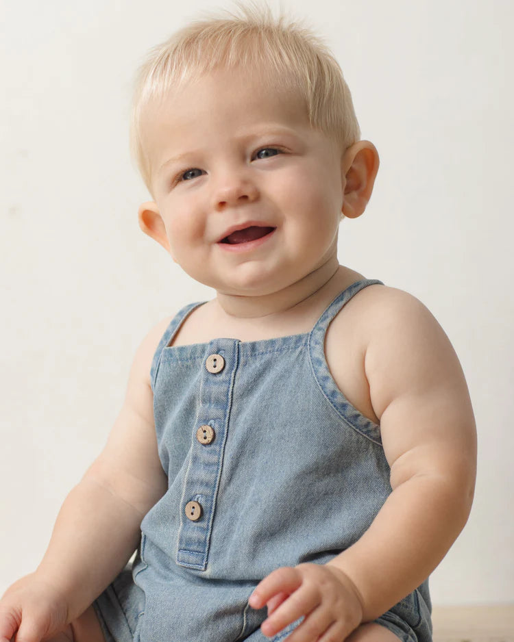 Quincy Mae Oakley Romper || Lightweight Denim