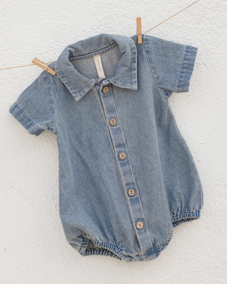 Quincy Mae Matteo Romper || Lightweight Denim