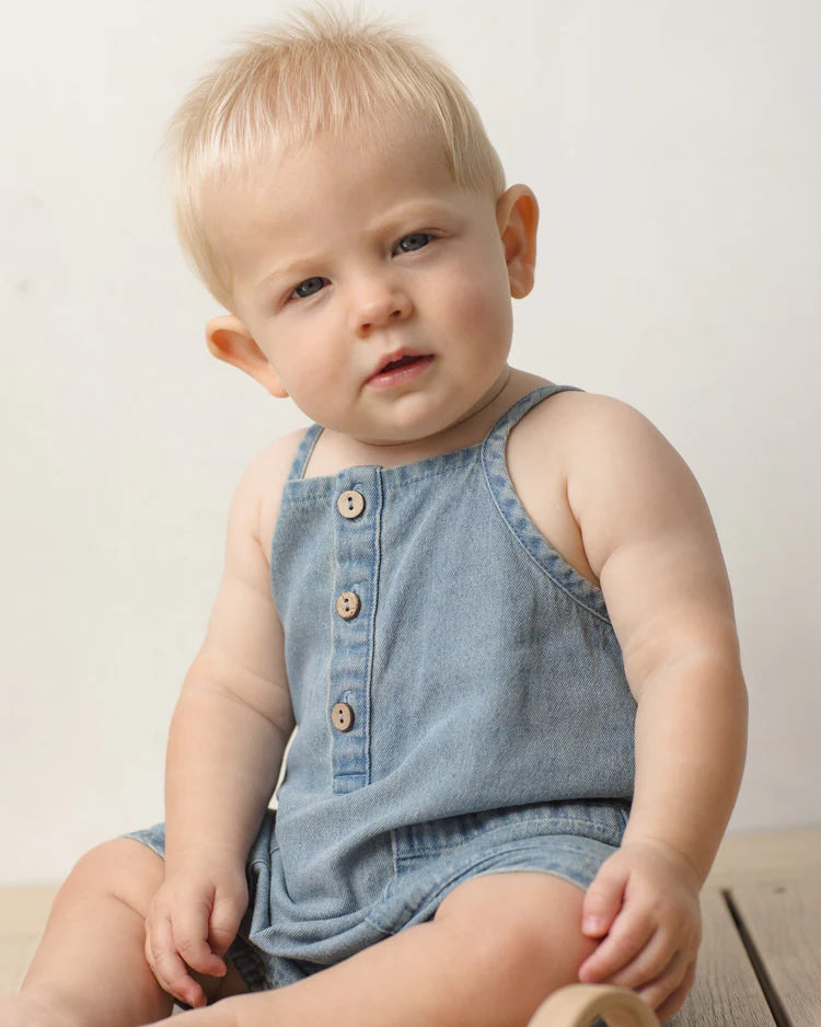 Quincy Mae Oakley Romper || Lightweight Denim