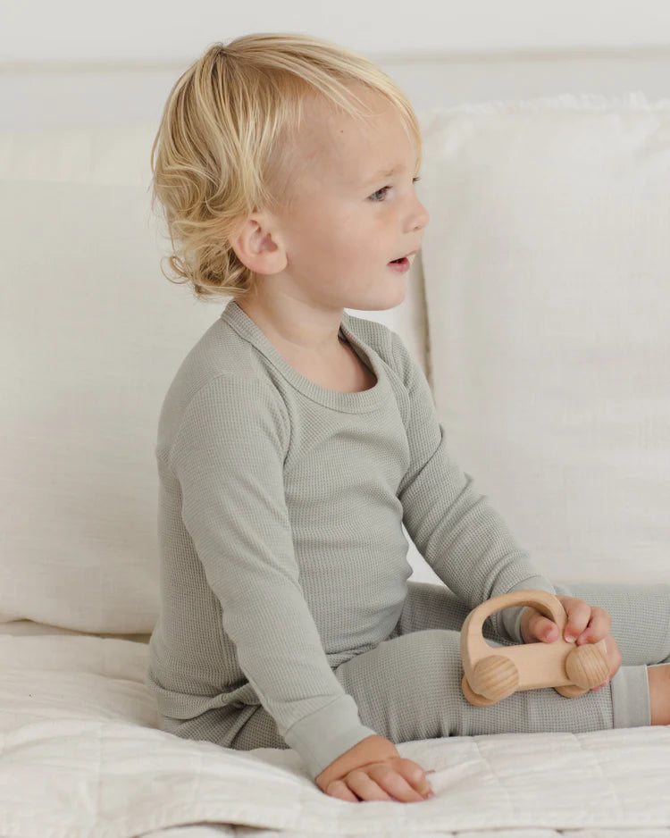 Quincy Mae Waffle Top + Pant Set || Sage