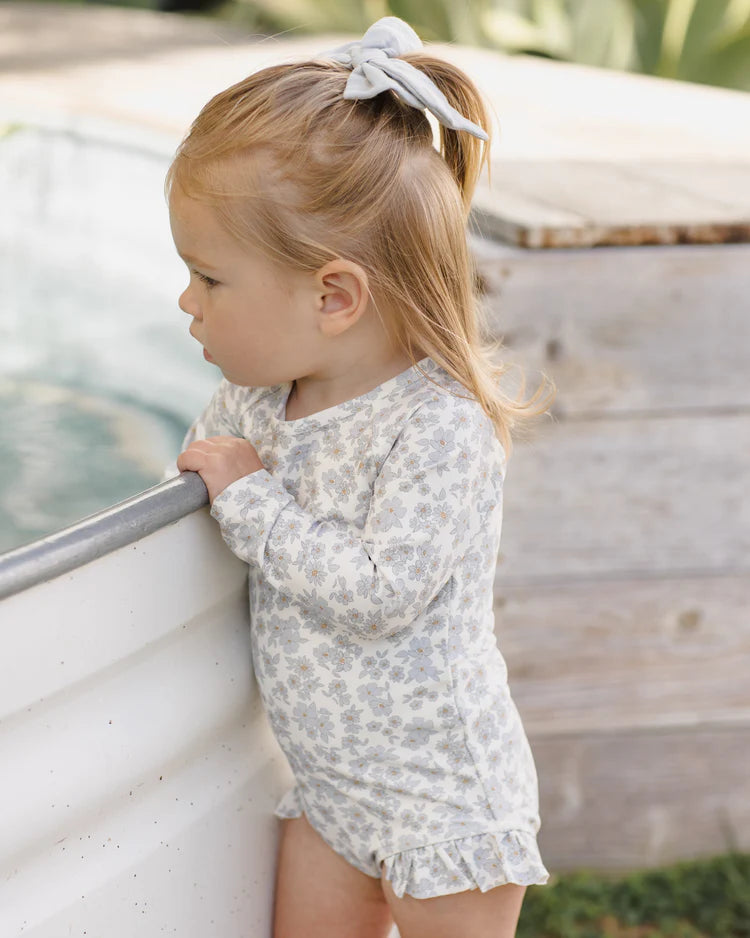 Quincy Mae Olivia Rashguard One-Piece || Blue Floral