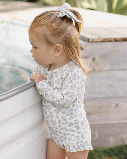 Quincy Mae Olivia Rashguard One-Piece || Blue Floral
