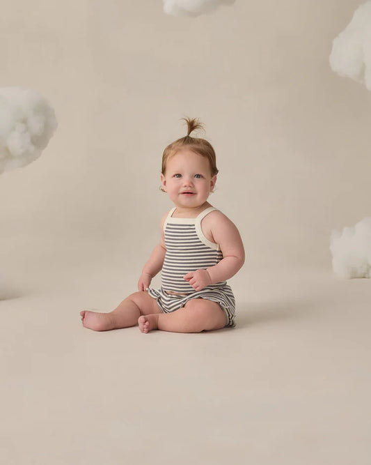 Quincy Mae Evie Tank + Shortie Set || Ocean Stripe