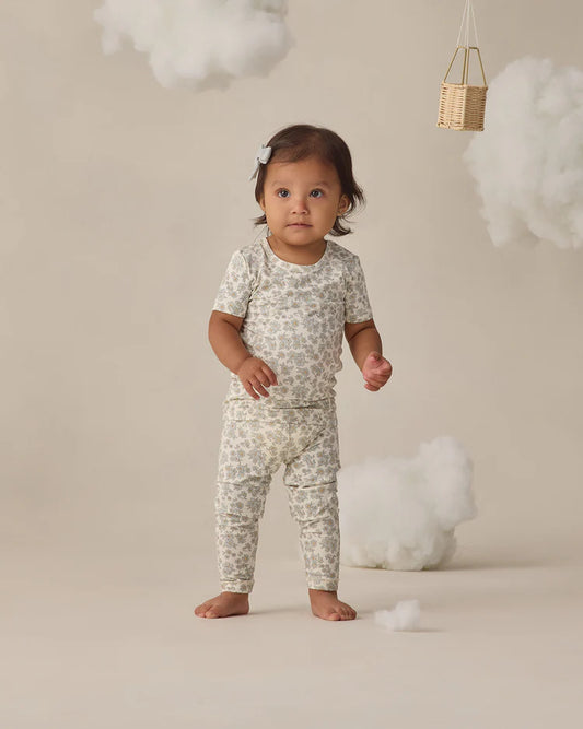 Quincy Mae Bamboo Short Sleeve Pajama Set || Blue Floral