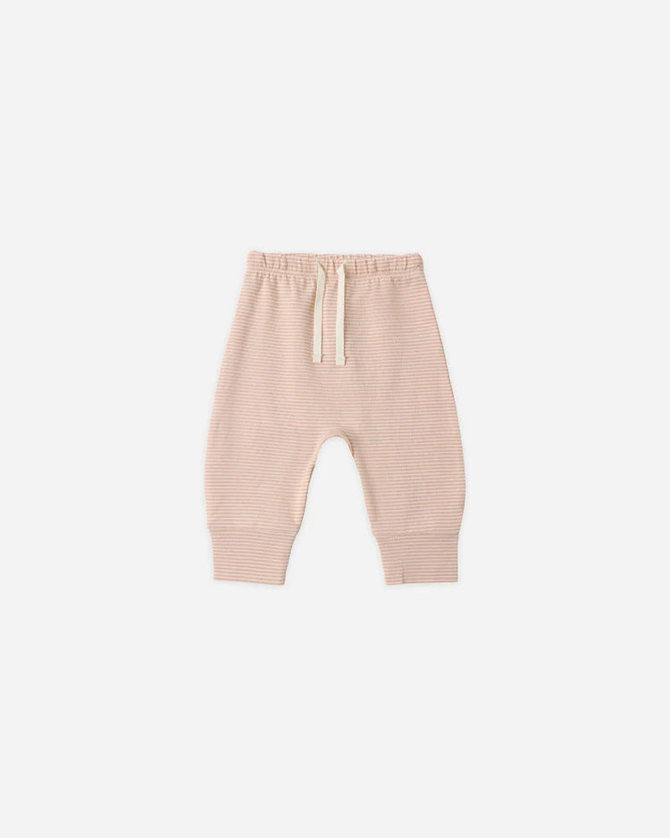Quincy Mae Drawstring Pant || Melon Micro Stripe