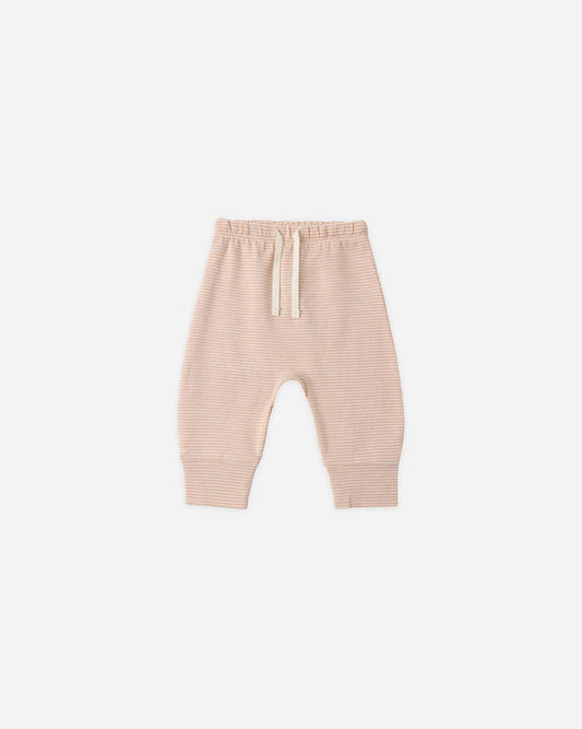 Quincy Mae Drawstring Pant || Melon Micro Stripe