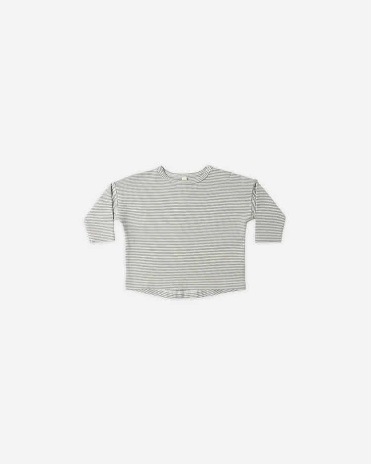 Quincy Mae Long Sleeve Tee || Sage Micro Stripe