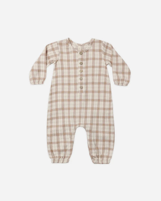 Quincy Mae Woven Jumpsuit || Rustic Plaid