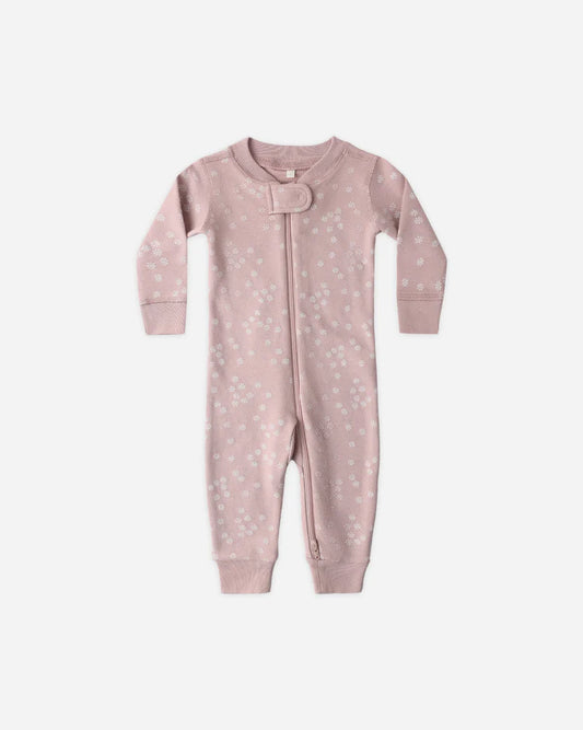 Quincy Mae Zip Longsleeve Sleeper || Mauve Daisy